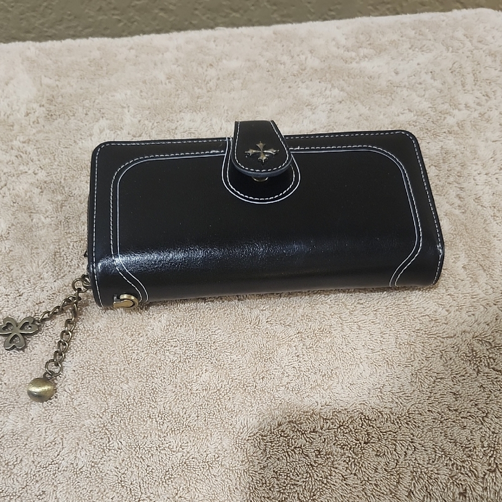 Black Wallet with Chain Accent